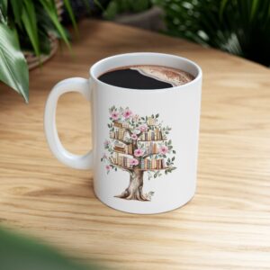 Book Tree Floral Ceramic Mug - Perfect Gift for Tea Lovers, Wedding Favor, Home Décor, Mother's Day, Personalized!