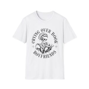 Crying Over Book Boyfriends Tee, Unisex Softstyle T-Shirt, Literary Gift, Book Lover Shirt, Reading Humor Apparel, Cute Bookworm Top
